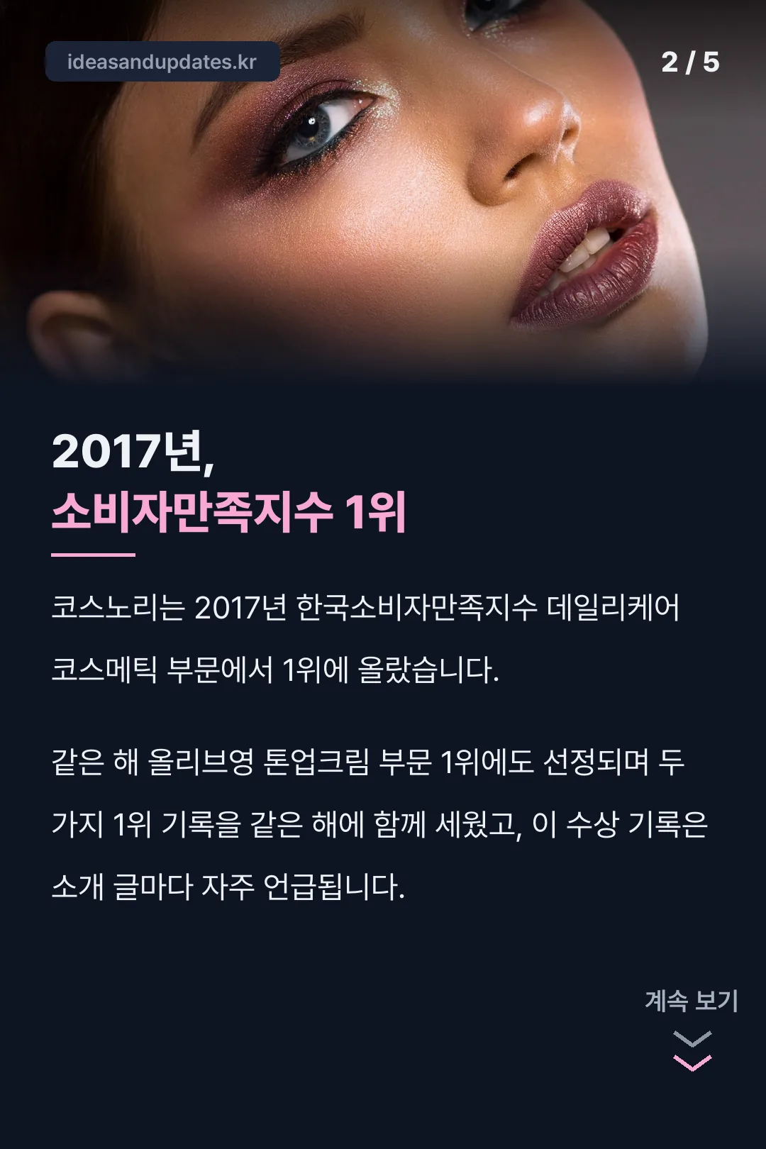 2017년 소비자만족지수 1위 기록