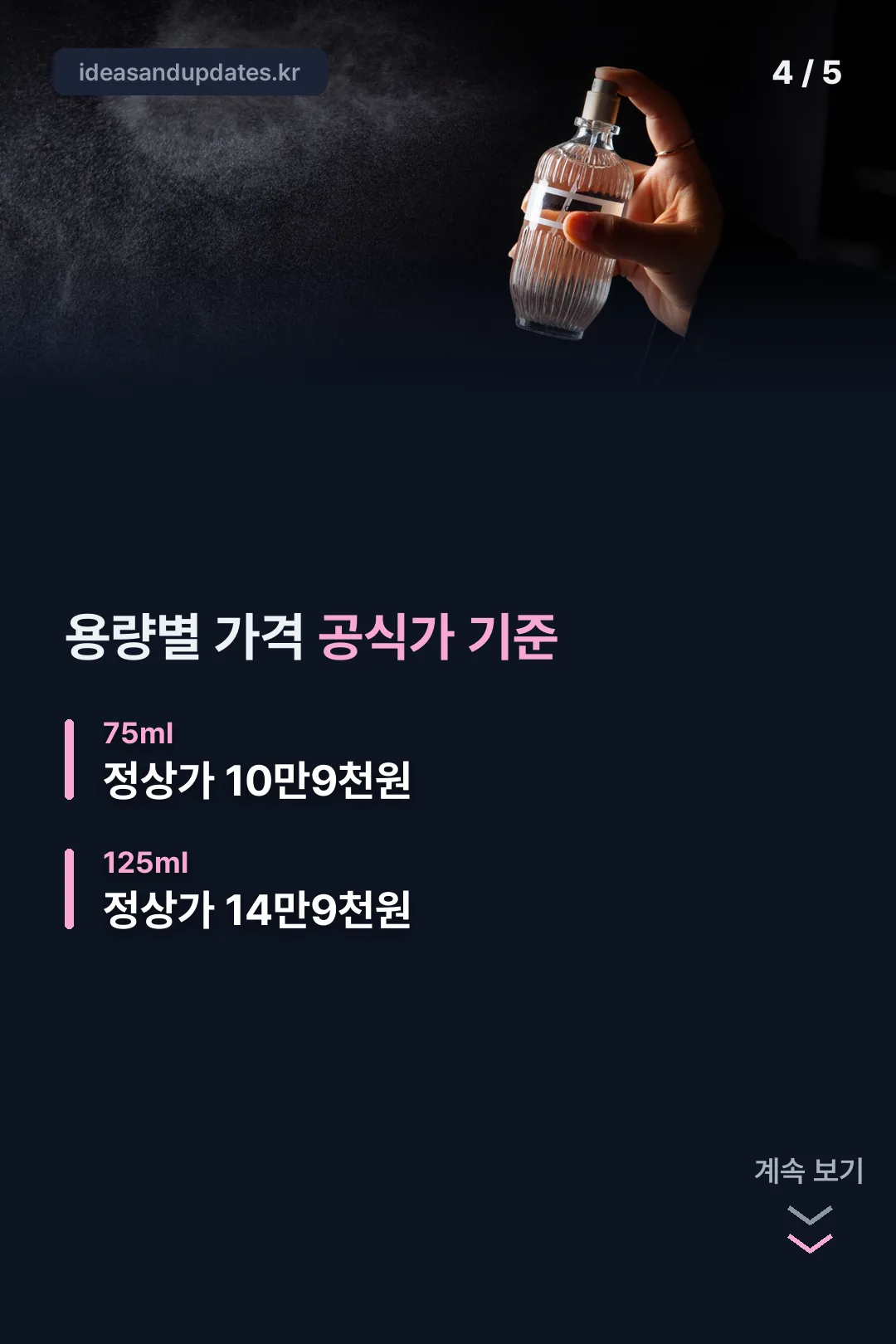 용량별 가격표